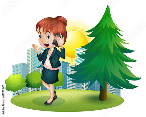 A businesswoman using a cellphone
