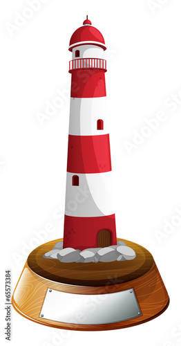 A tower decor with an empty label