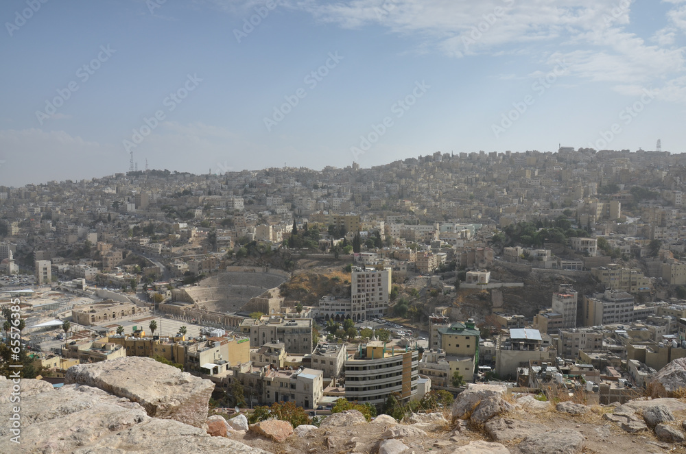 Amman, Jordan and the Roman Theatre, as seen from the Citadel