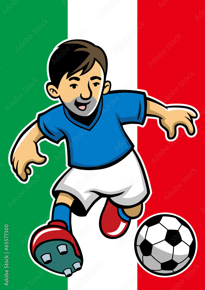 Italy soccer player with flag background