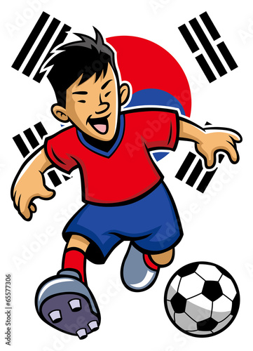 Korean soccer player with flag background