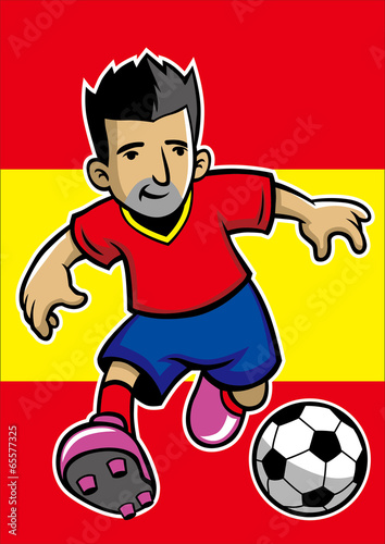 Spain soccer player with flag background