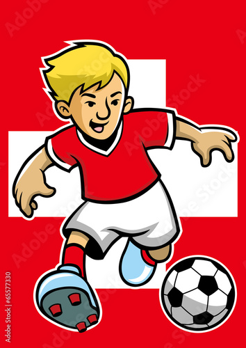Switzerland soccer player with flag background