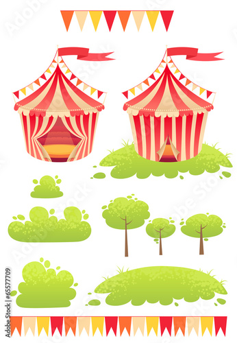 Cute cartoon vector tent show circus