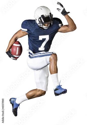 Running Football Player isolated on white