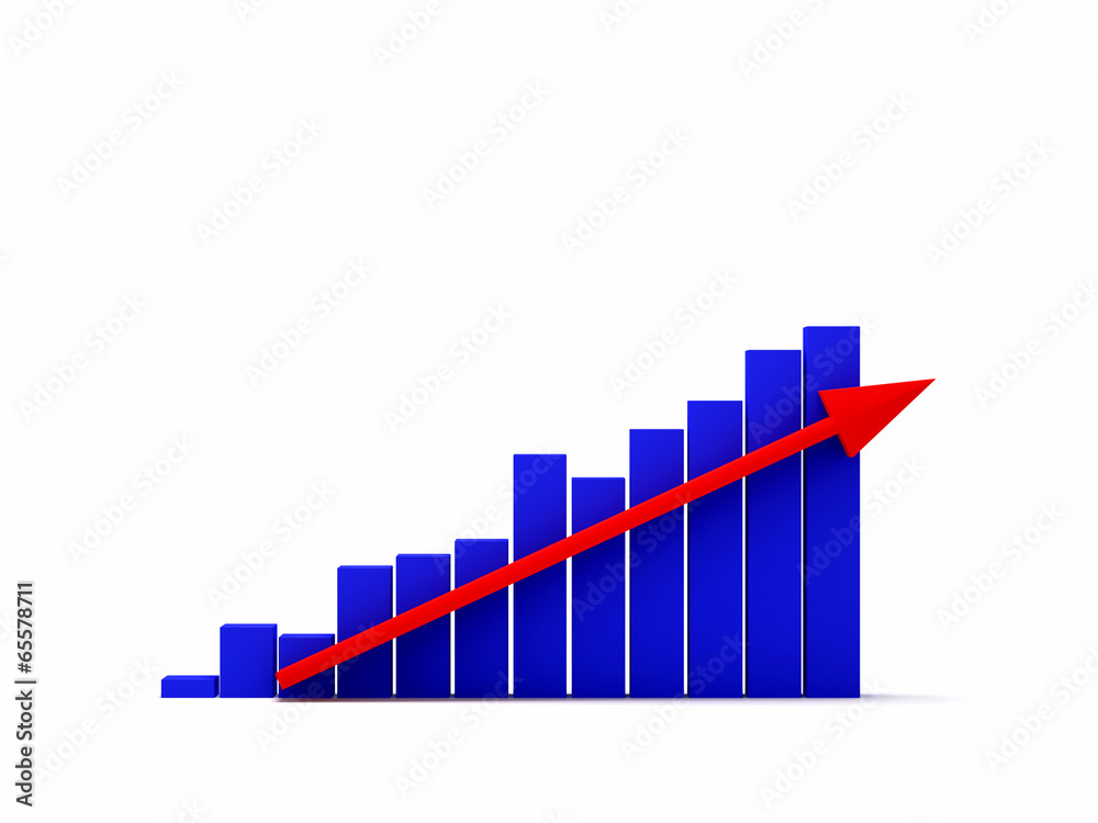 The arrow of the diagram shows growth and success. 3d render ill The arrow of the diagram shows growth and success. 3d render ill