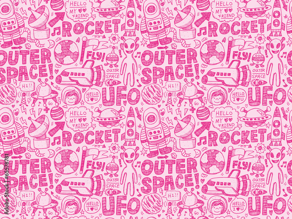 seamless doodle space pattern