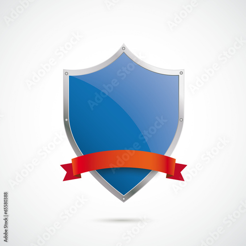 Blue Silver Protection Shield Red Flag