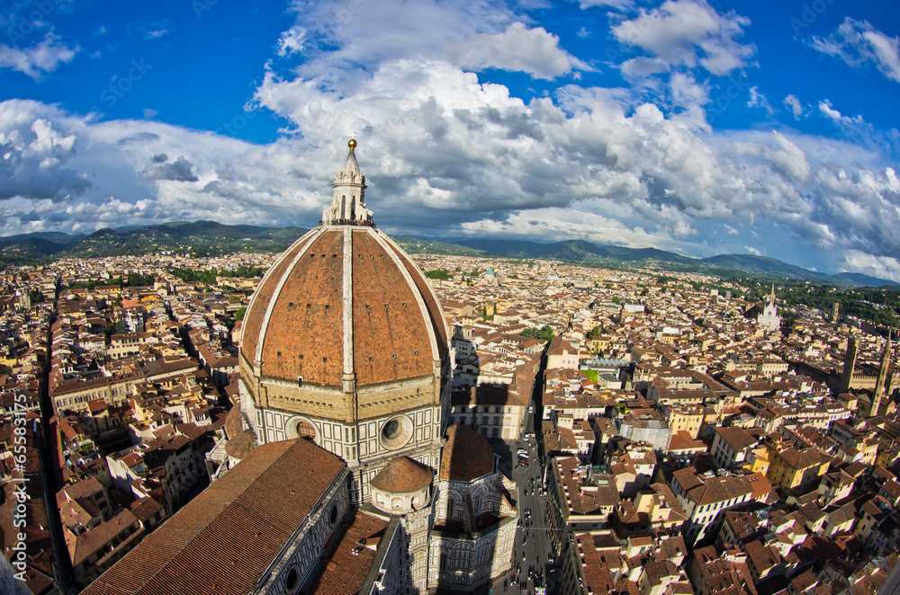 View of Florence with a dome of Santa Maria del Fiore cathedral
