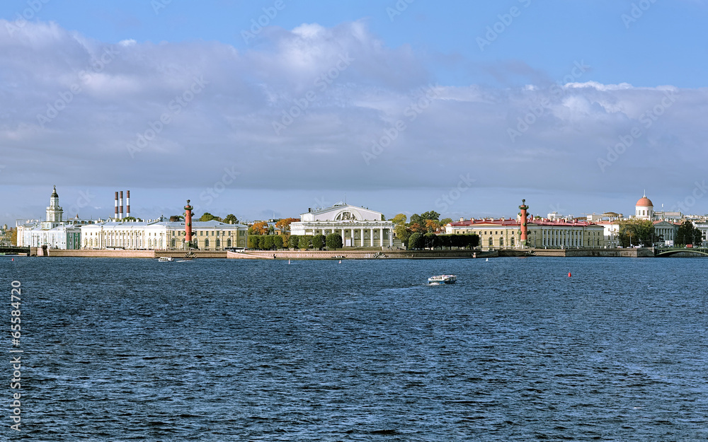 View of the east side of Vasilievsky island in Saint Petersburg