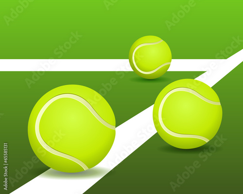 Tennis balls on the court. Vector illustration