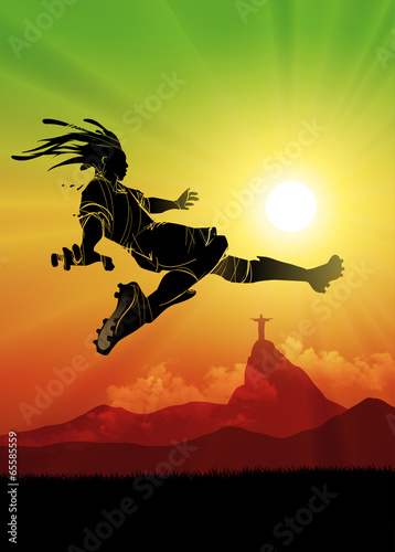 Brazil soccer player shooting the sun
