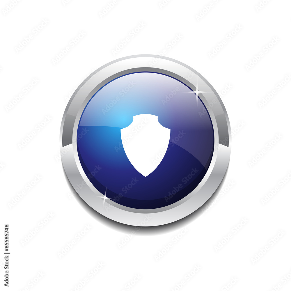 Shield Circular Vector Blue Web Icon Button
