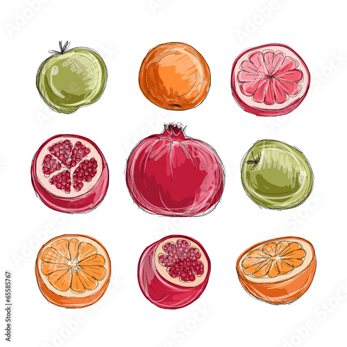 Set of fruits, sketch for your design