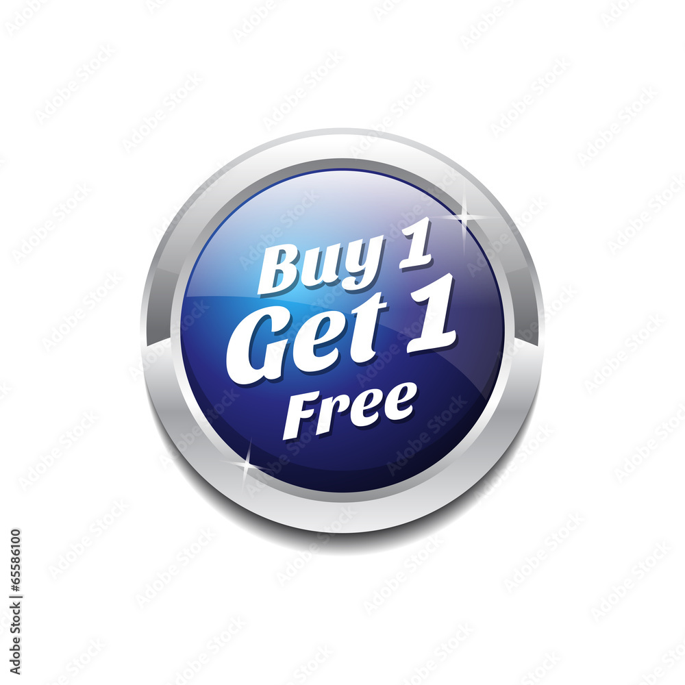 Buy 1 Get 1 Free Glossy Shiny Circular Vector Button