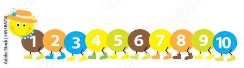 smiling caterpillar with numbers 1-10, vector illustration #65586716