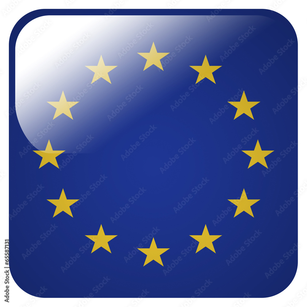 Glossy icon with flag of European Union Glossy icon with flag of European Union