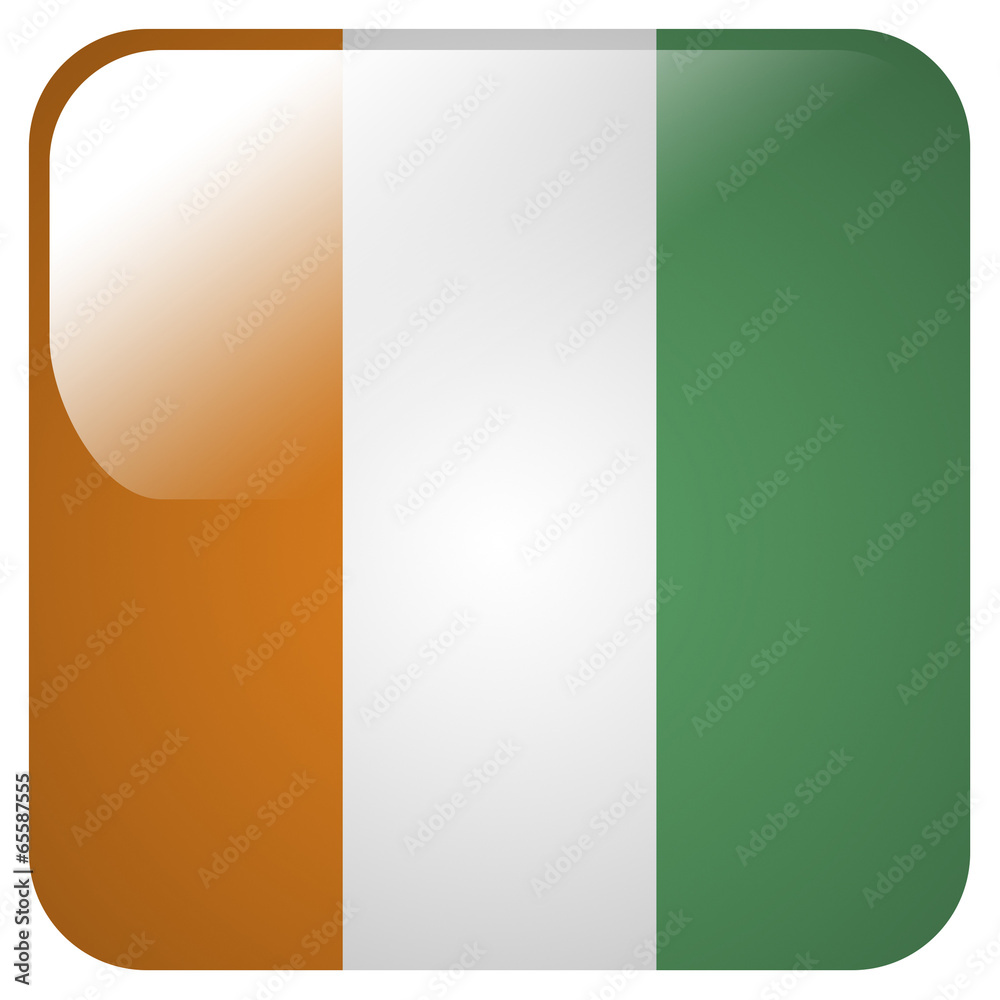 Glossy icon with flag of Ivory Coast