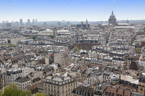 Famous and Beautiful view to Paris from Notre Dame cathedral  Fr