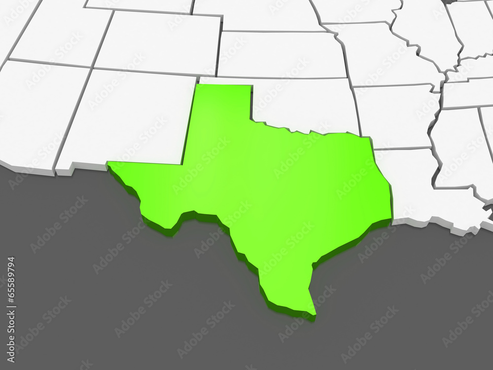 Obraz premium Three-dimensional map of Texas. USA.