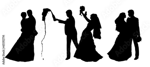 bride and groom silhouettes set 5