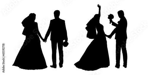 bride and groom silhouettes set 4