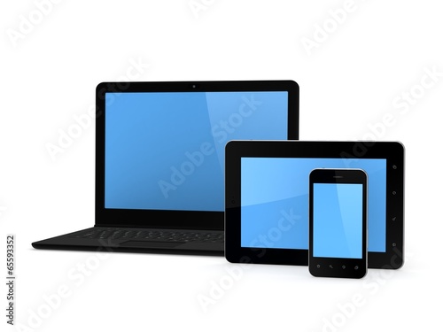 Notebook, cellphone and tablet PC.