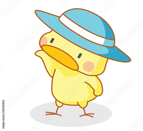 cute cartoon chicks posing with hat