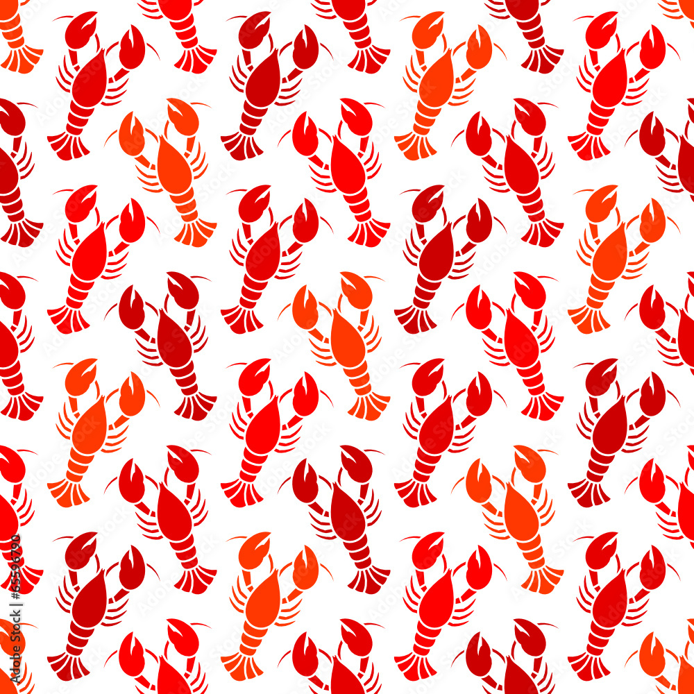 Seamless Lobster Pattern Red Color Mix/White Seamless Lobster Pattern Red Color Mix/White