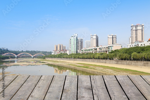 mianyang,china,city skyline with blue sky