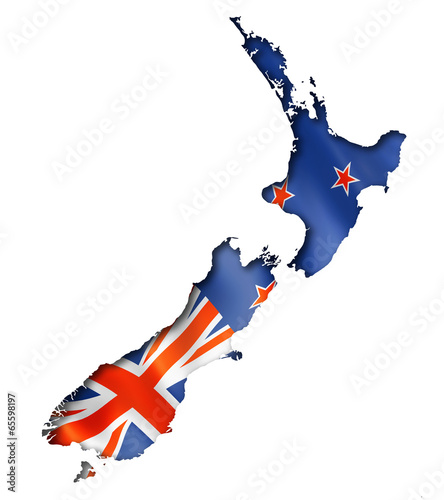 Fotografie, Obraz New Zealand flag map