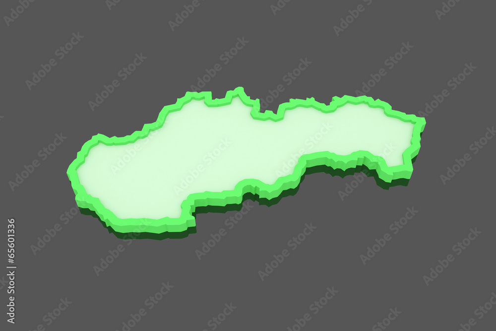 Fototapeta premium Three-dimensional map of Slovakia.