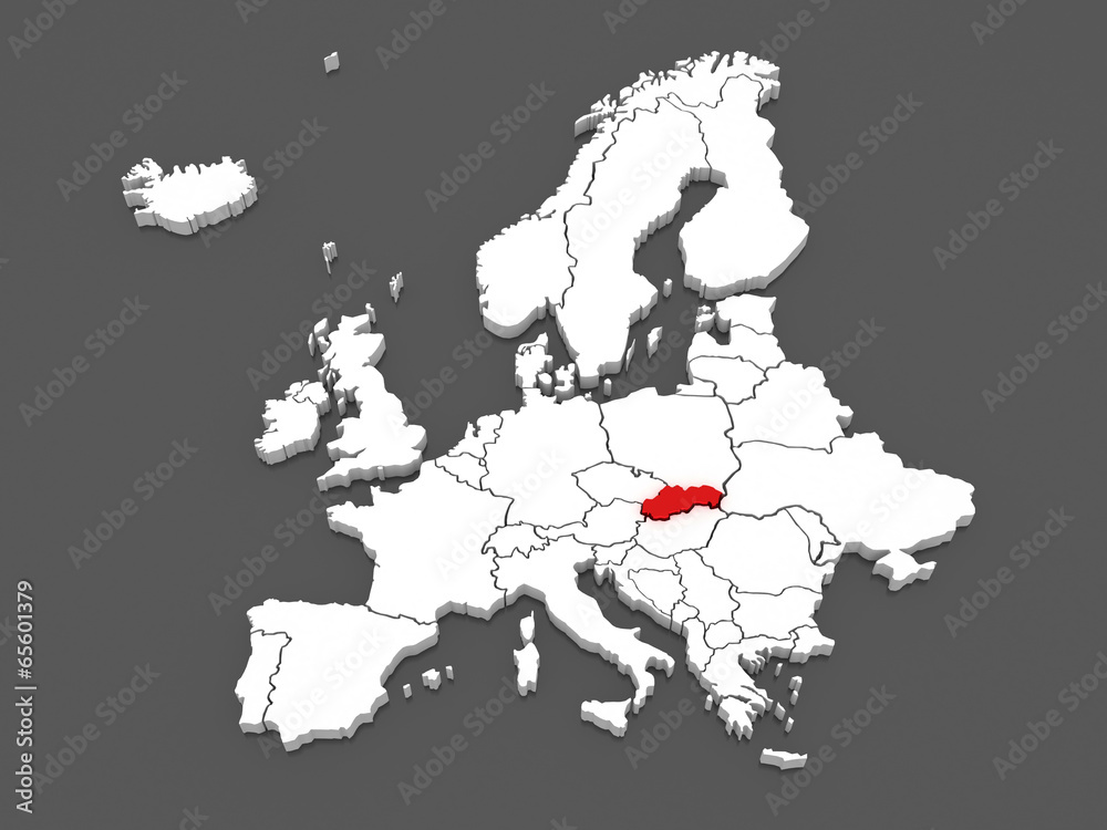 Map of Europe and Czech.