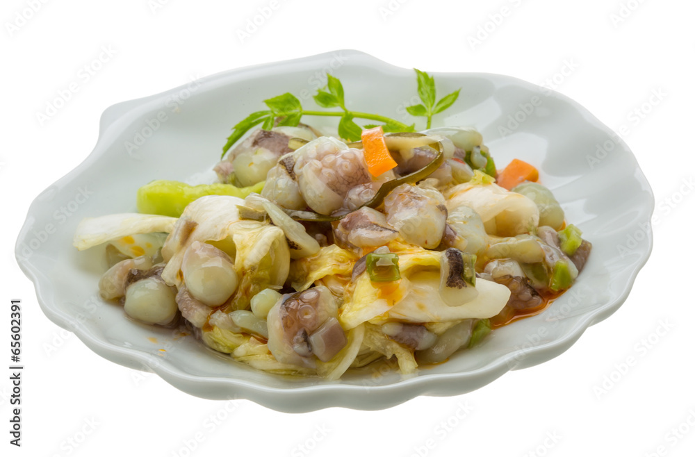 Raw octopus salad