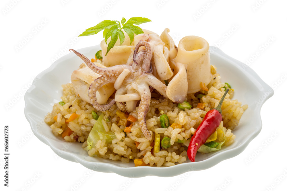 Fried rice with calamari Fried rice with calamari