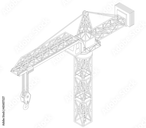 crane construction isometric view drawing vector