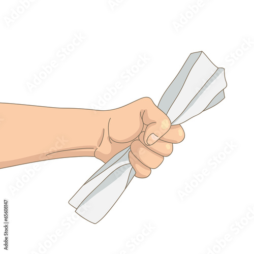 Crumpled sheet of paper in hand