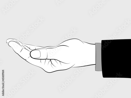 isolated empty man hand with black sleeve sketch vector
