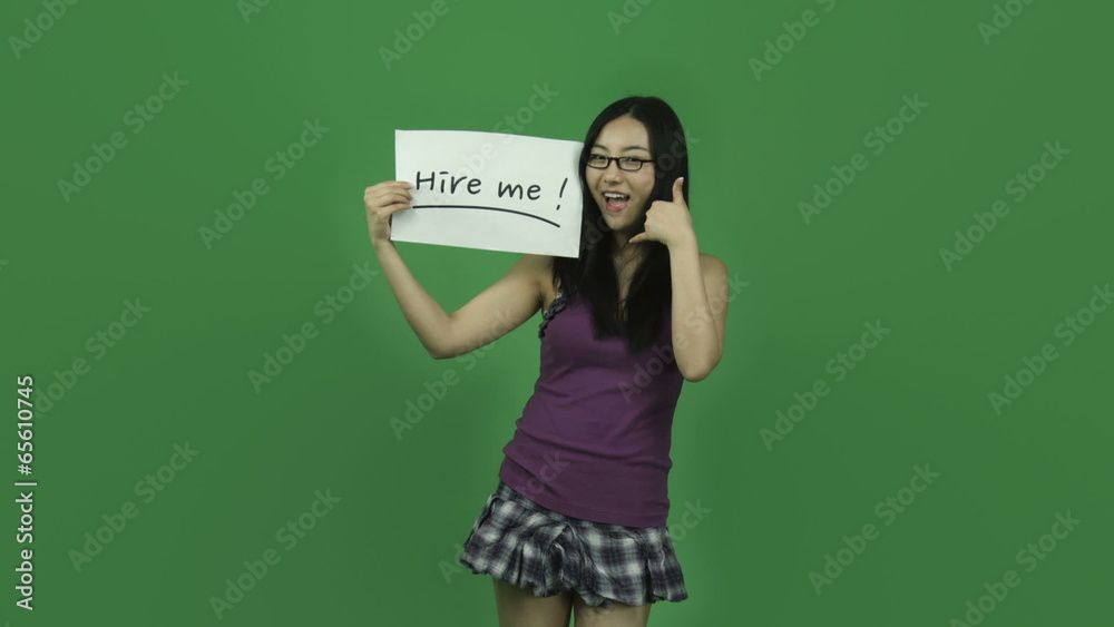 Asian student girl isolated greenscreen green background Asian student girl isolated greenscreen green background