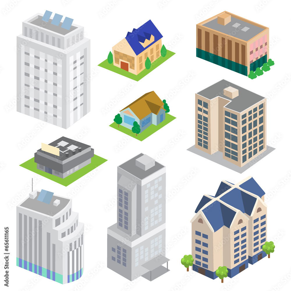 Isometric building vector Isometric building vector
