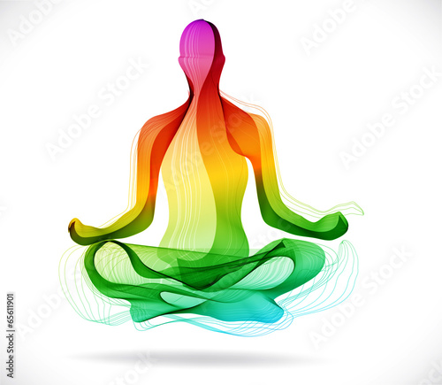 Yoga pose, Abstract color background