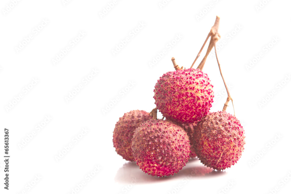 Lychee. Fresh lychees isolated on white background