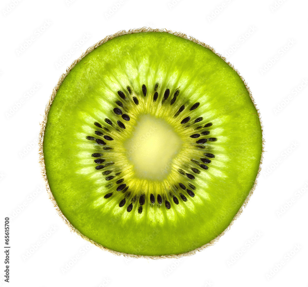 Beautiful slice of fresh juicy kiwi isolated on white background Beautiful slice of fresh juicy kiwi isolated on white background
