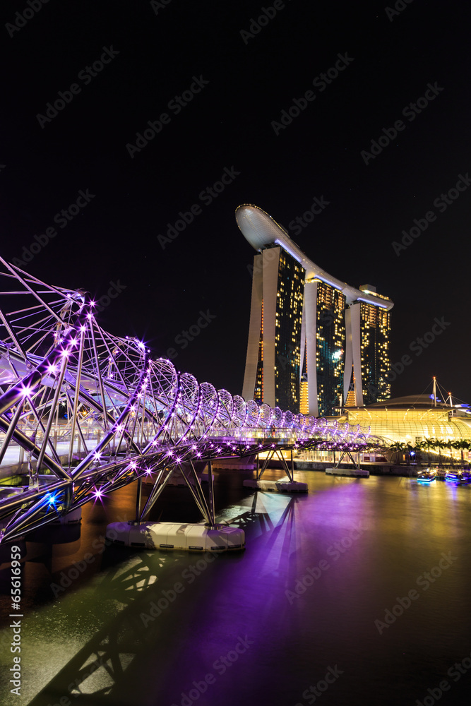 Naklejka premium Singapore marina bay night