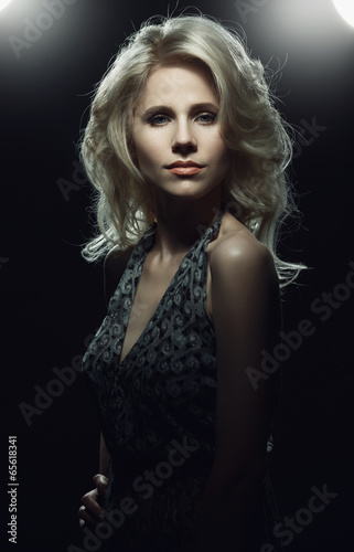 Portrait of elegant woman in low key.