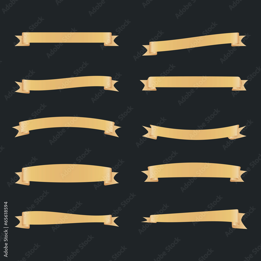 Golden sleek ribbons set