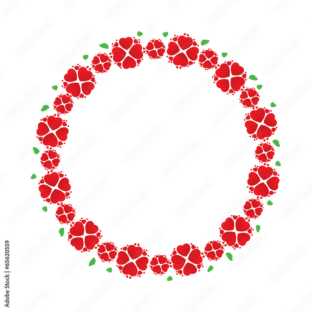 Wreath of red flowers like hearts Wreath of red flowers like hearts