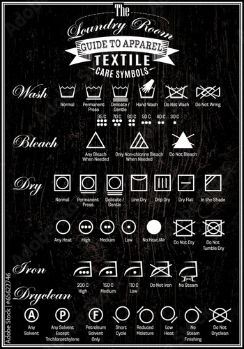 poster with wood and symbols of clothes care