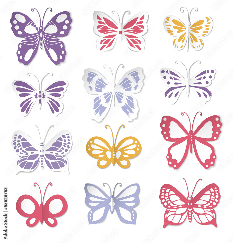 Set of 12 paper butterflies