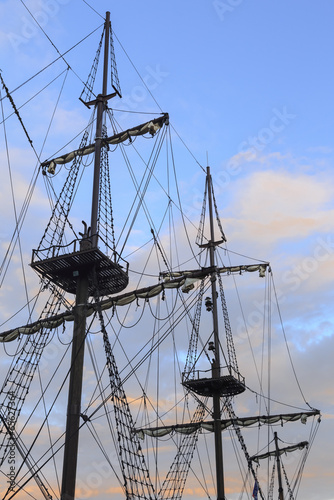 Rigging of the sailing ship in Gdansk, Poland